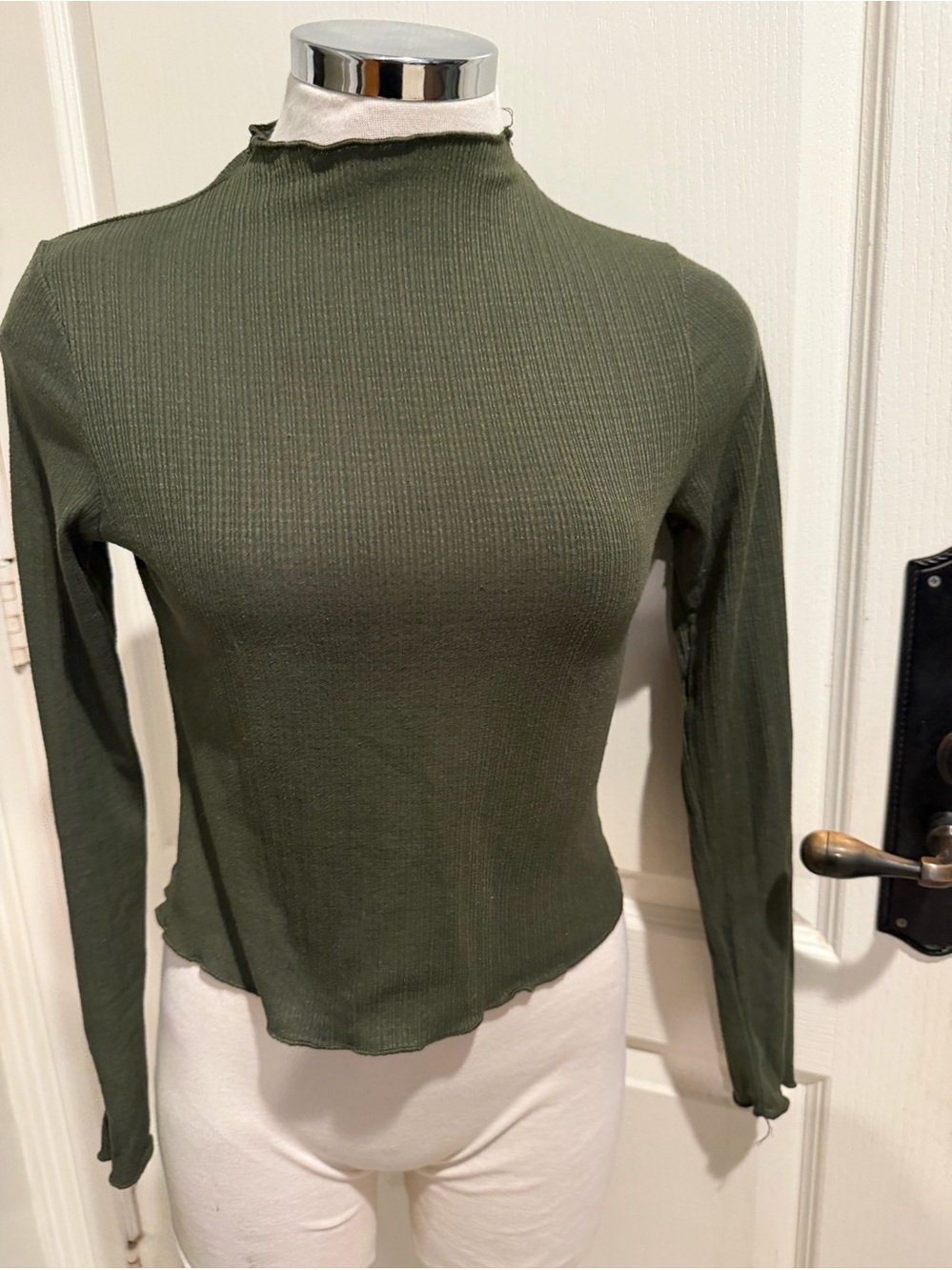 Olivia Rae Olive Green Ribbed Long Sleeve Top